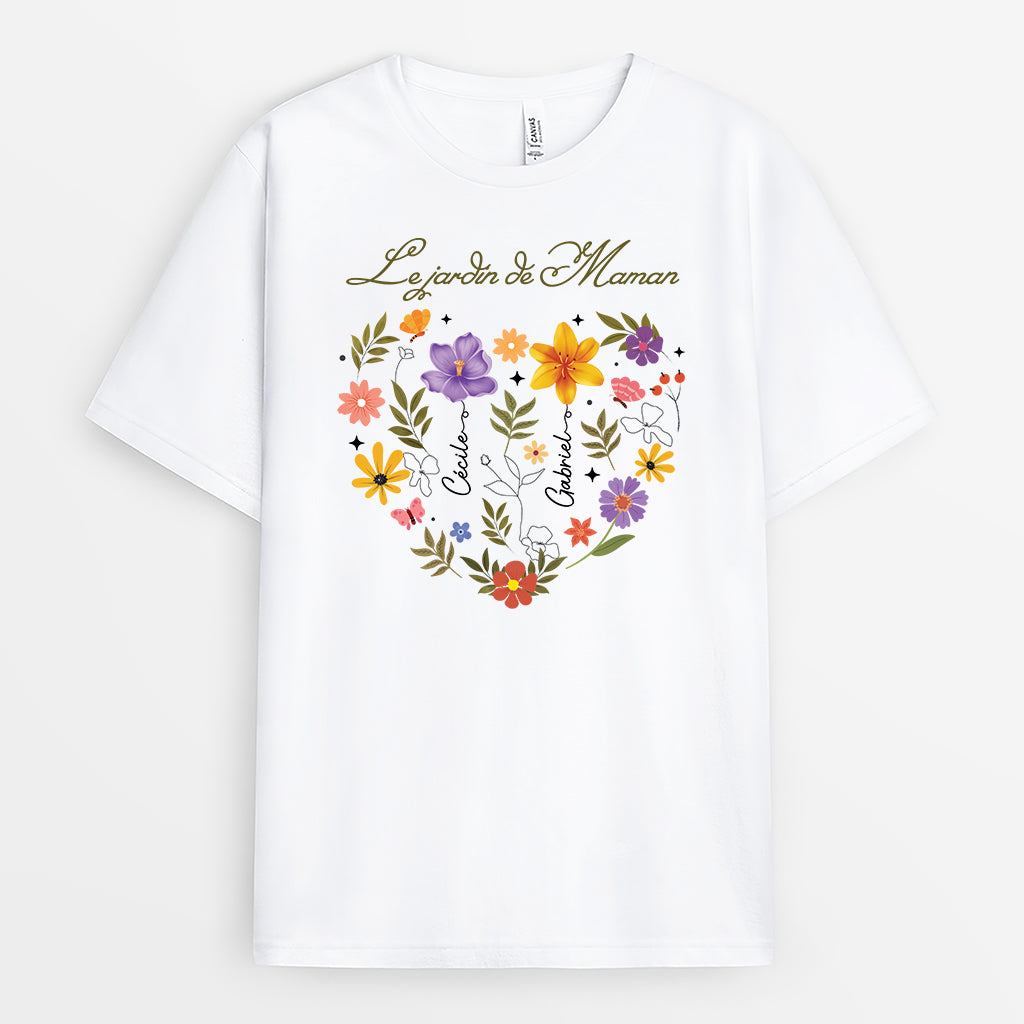 4541AFR1 t shirt personnalise le jardin de maman coeur floral 4541a