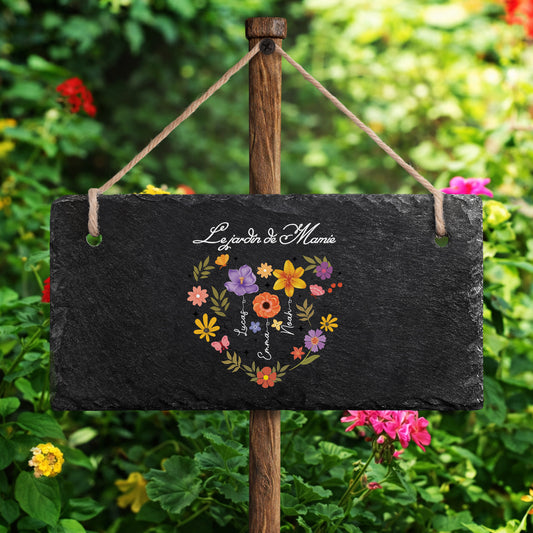 4541AFR2 ardoise de jardin decorative personnalisee_ le jardin de maman mamie 4541aeslta_5dbba35b a034 48d5 94a4 d6e5cf44ff99