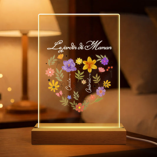 4541LFR1 veilleuse personnalisee prenom le jardin de mamie maman avec coeur 4541lslta