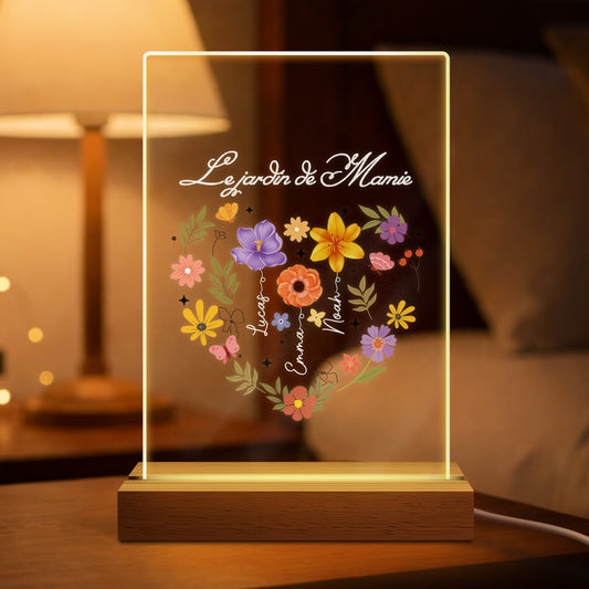 4541LFR2 veilleuse personnalisee prenom le jardin de mamie maman avec coeur 4541lslta