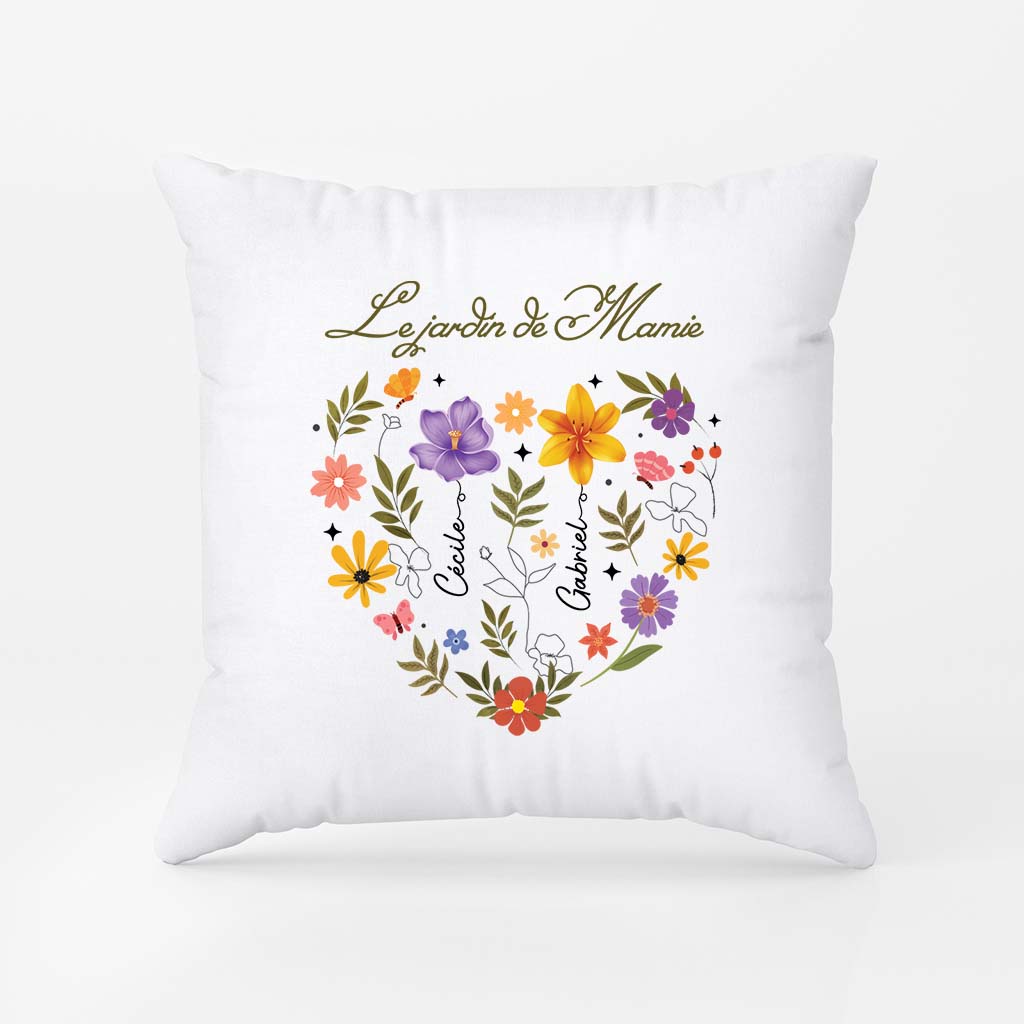 4541PFR2 coussin personnalise maman le jardin de maman mamie avec grand coeur 4541pslta