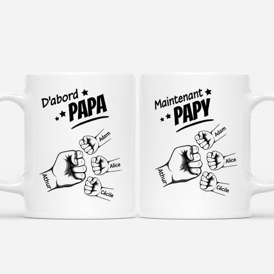 4548MFR1 mug personnalise dabord papa maintenant papy poings monochrome 4548m8q8b