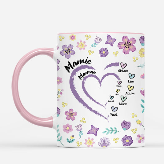 4559MFR2 mug mamie personnalise maman mamie coeur version bleu floral 4559m5h3a