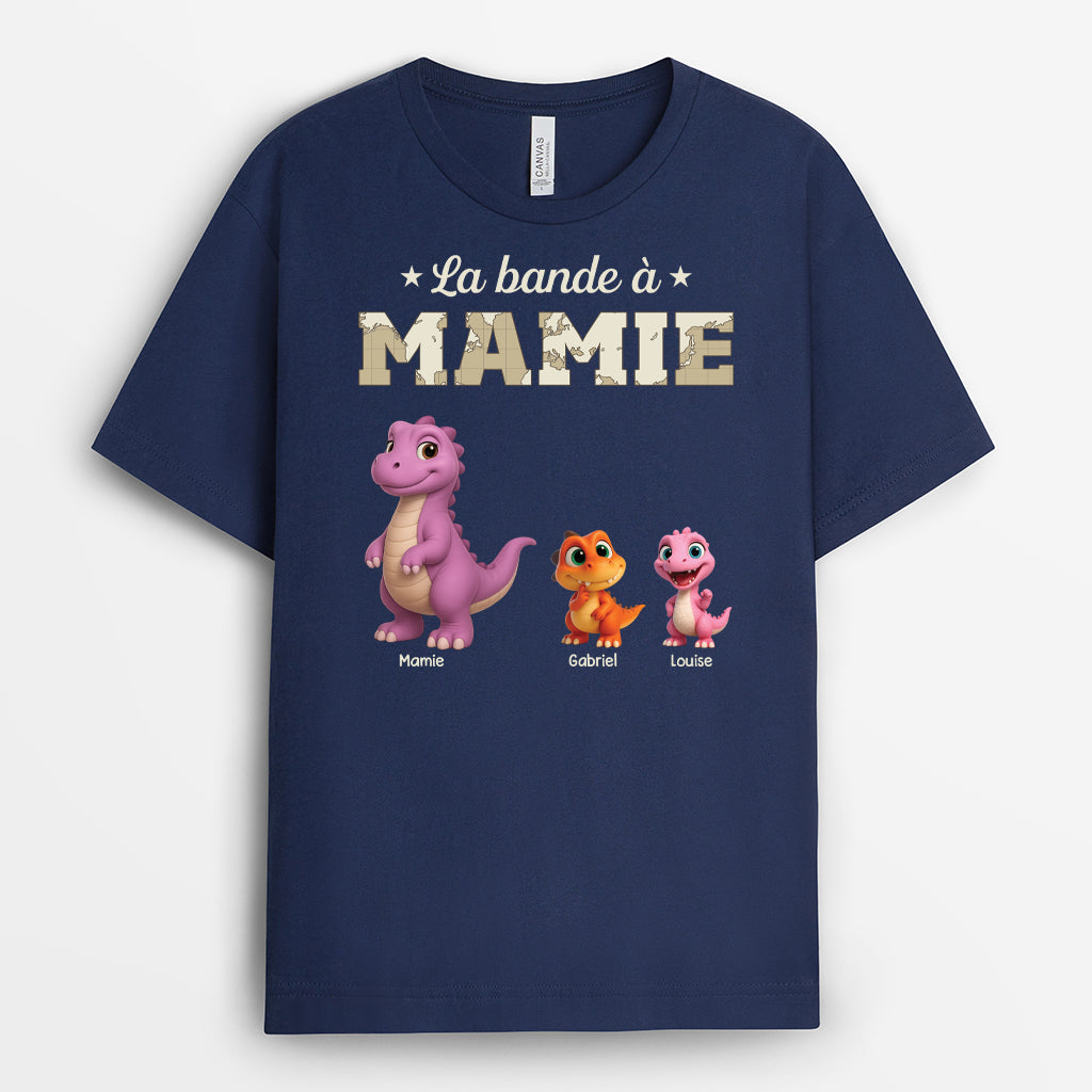 4560AFR2 t shirt personnalise la bande a papa dinosaure design cartoon 4560a3t5b