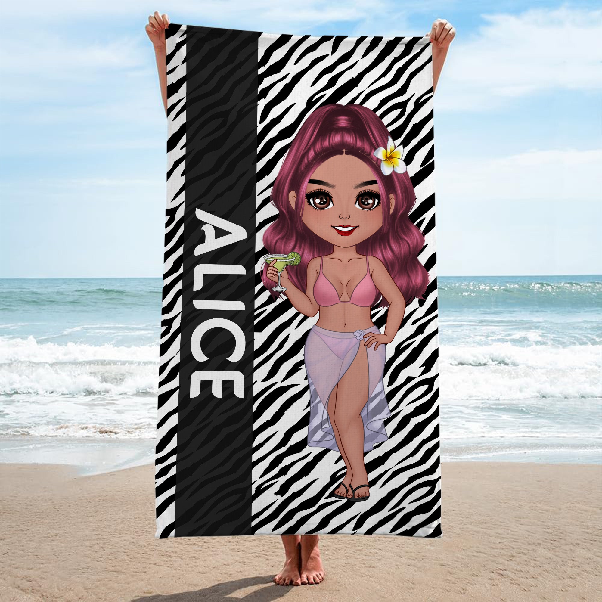 4563BFR2 serviette de plage personnalise femme sexy 4563bklta