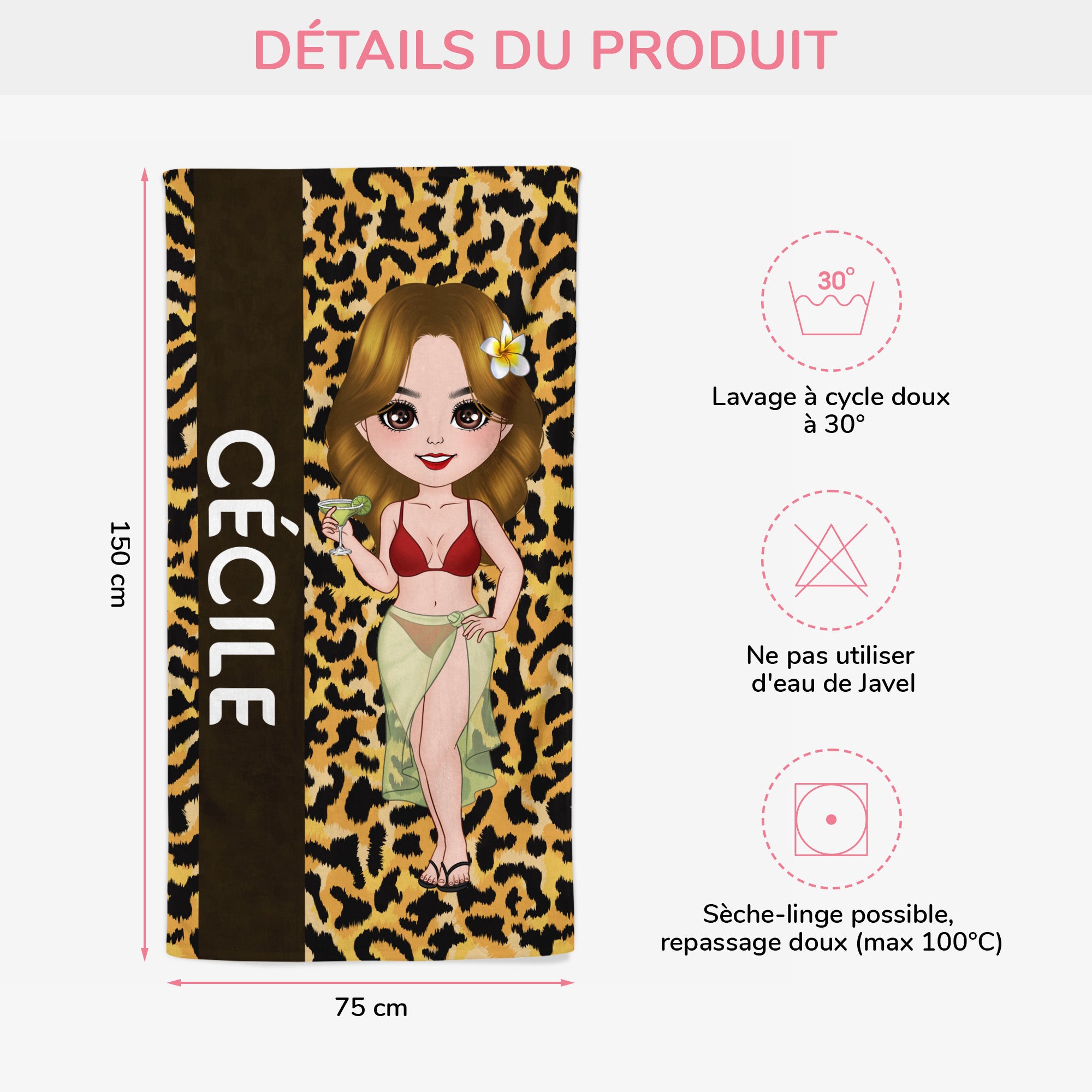 4563BFR3 serviette de plage personnalise femme sexy 4563bklta