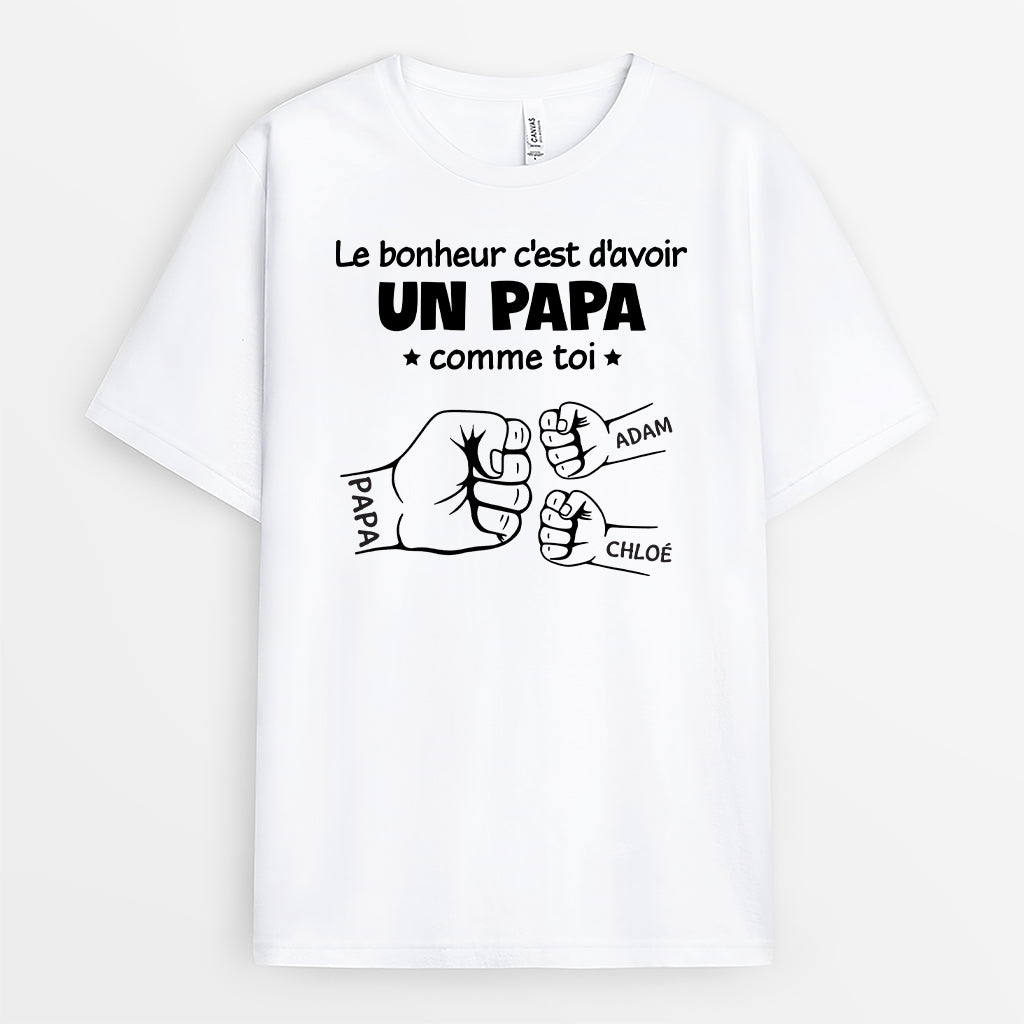 4580AFR1 tee shirt personnalise pour papa le bonheur 4580akm8b