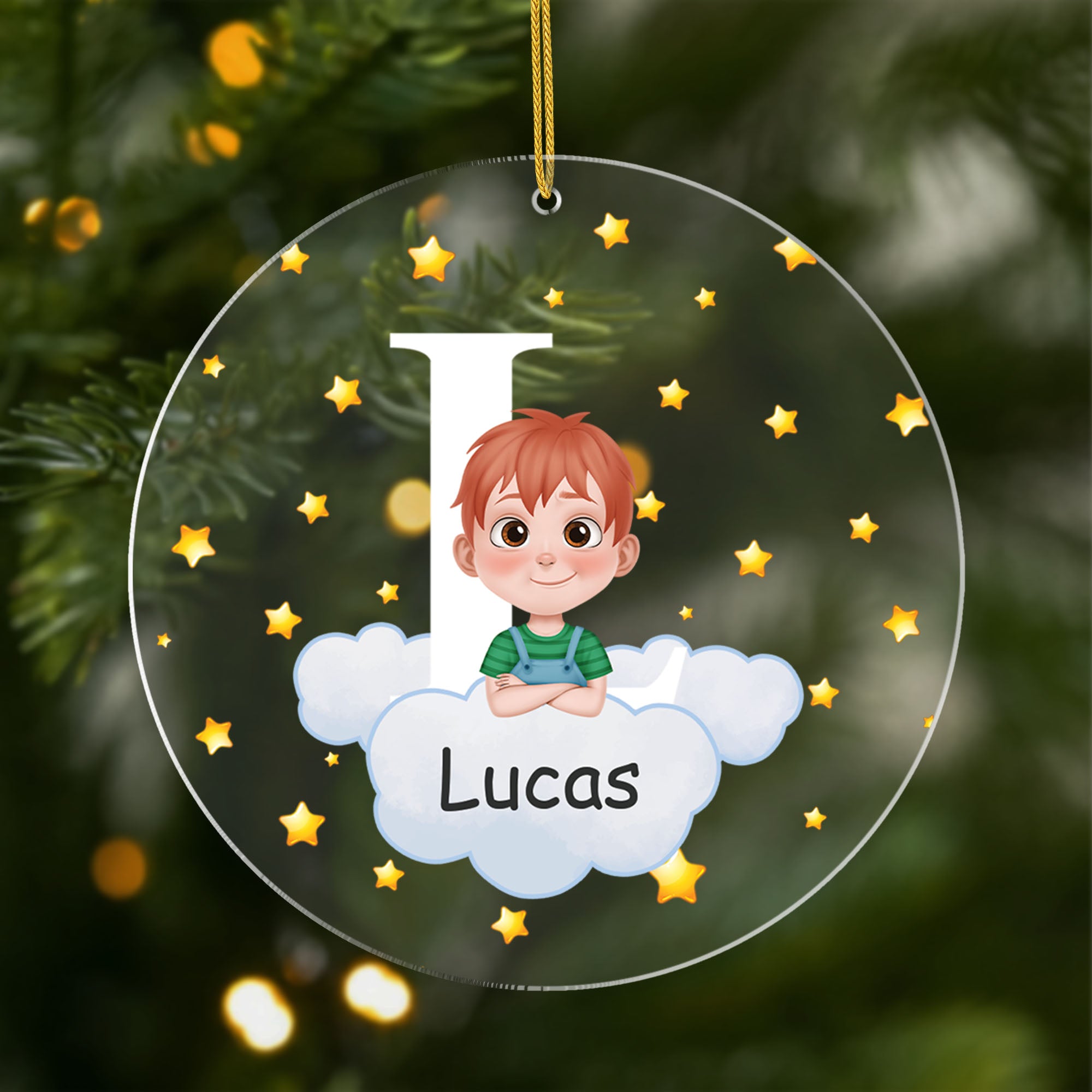 4606OFR1 ornement noel acrylique personnalise pour enfant linitiale de son prenom 4606okv0k