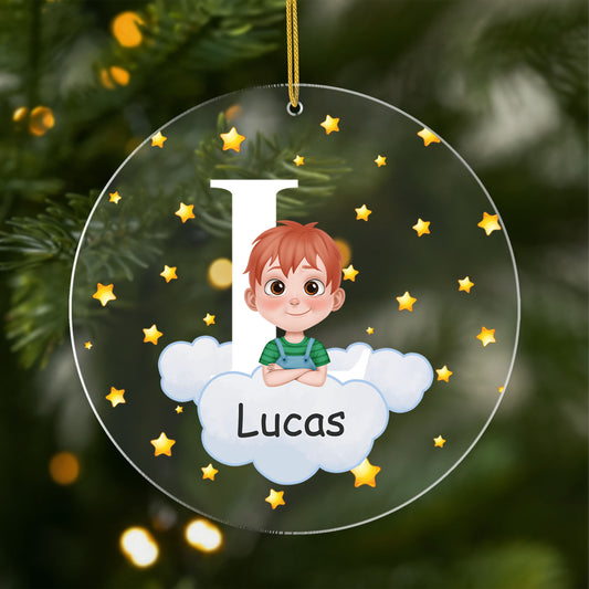 4606OFR1 ornement noel acrylique personnalise pour enfant linitiale de son prenom 4606okv0k