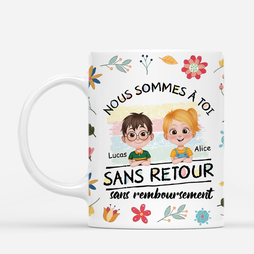 4613MFR1 mug personnalise maman aucun retour ni remboursement fleurs dessin crayon 4613mtt0a