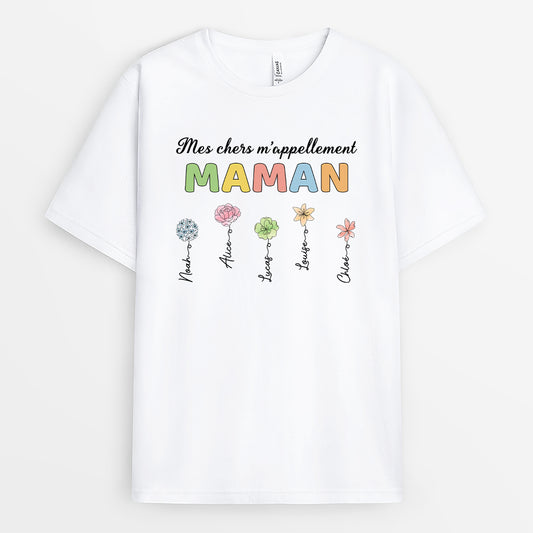4619AFR1 t shirt personnalise mes personnes preferees mappellent maman dessin fleurs 4619akk0a