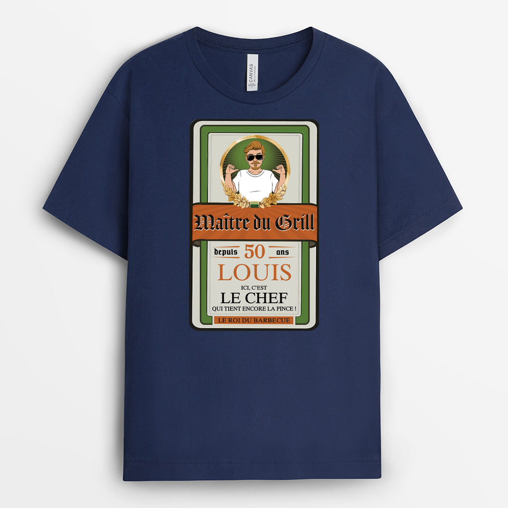 4634AFR2 t shirt personnalise le roi du barbecue design bouteille de vin 4634aklab