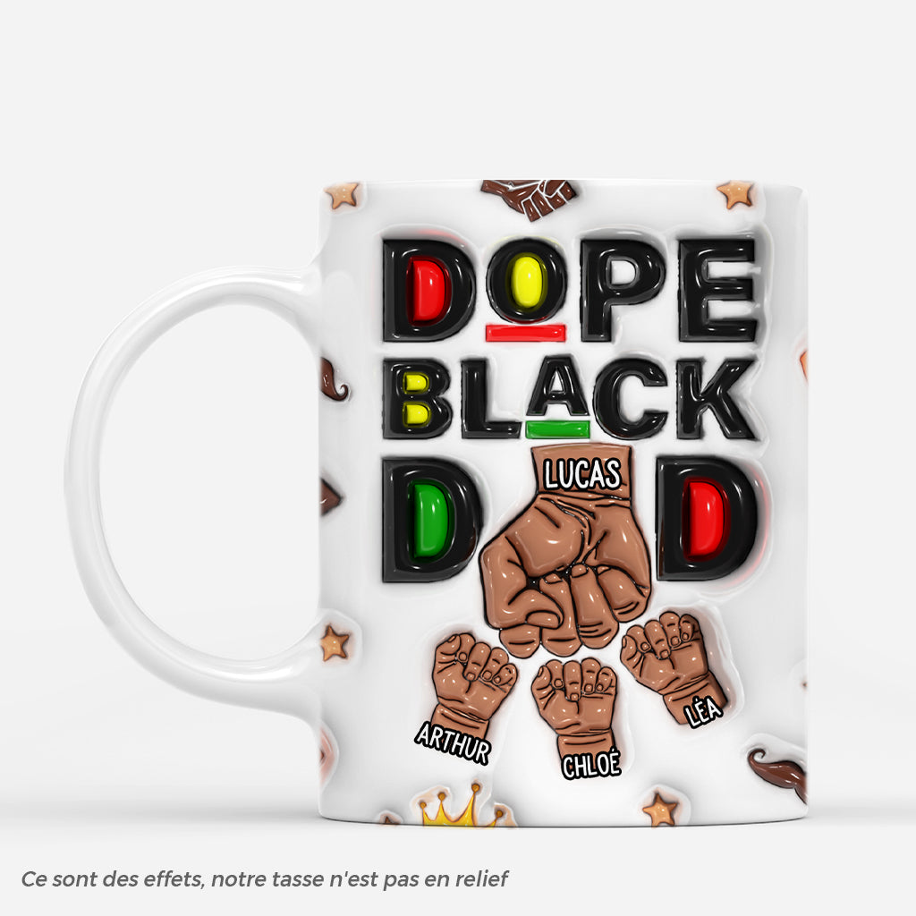 4638MFR1 effet dimpression 3d mug personnalise super papa noir poings 4638m