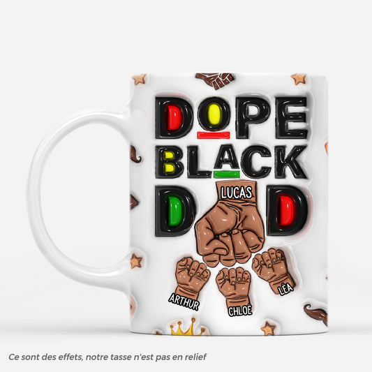 4638MFR1 effet dimpression 3d mug personnalise super papa noir poings 4638m