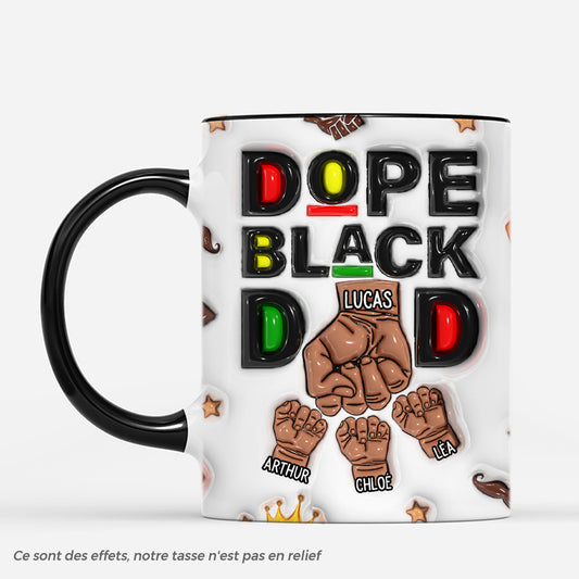4638MFR2 effet dimpression 3d mug personnalise super papa noir poings 4638m
