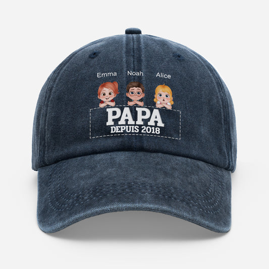 4642AFR1 casquette delavee_ personnalisee dessin enfant papa maman depuis 4642ajtpnb_1