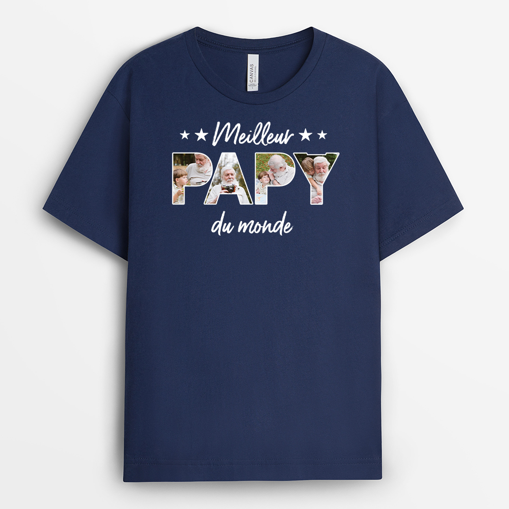4662AFR2 t shirt personnalise meilleur papa du monde photos 4662a3h5b