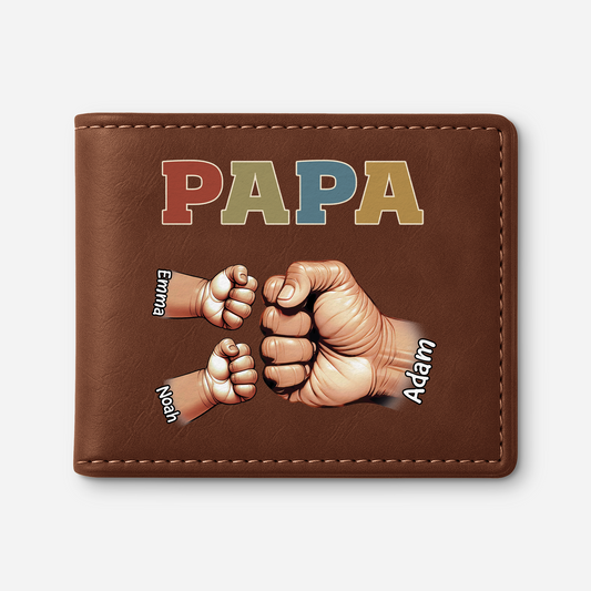 4678JFR1 Portefeuille Cuir Personnalise Papa Colore Avec Poings Authentiques 4678JKH5B