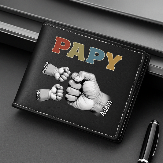 4678JFR2 Portefeuille Cuir Personnalise Papa Colore Avec Poings Authentiques 4678JKH5B