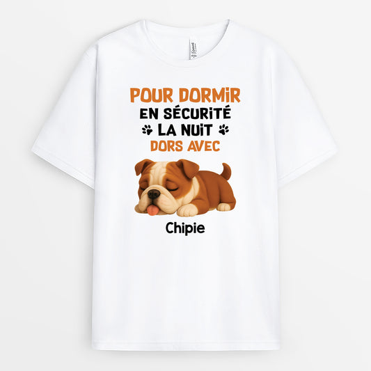 4685AFR1 t shirt personnalise avec chien dormir en securite 4685a