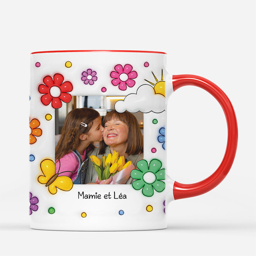 4700MFR3 mug personnalise maman dessin fleurs colorees et photos 4700m