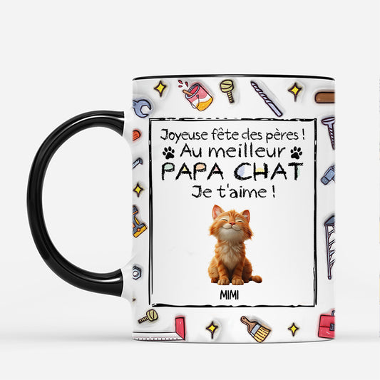 4718MFR2 effet dimpression 3d mug personnalise au meilleur papa chat 4718mkm5d