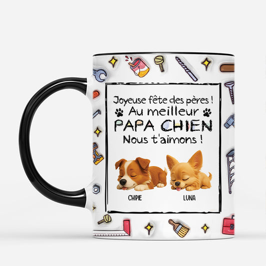 4718MFR2 effet dimpression 3d mug personnalise au meilleur papa chien 4718m