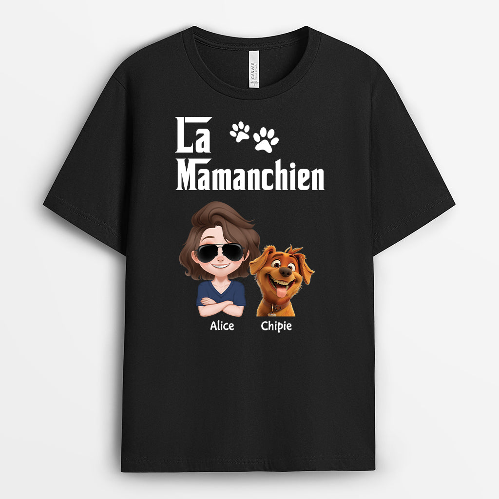 4725AFR2 t shirt personnalise le papa chien design cartoon couleur fonce 4725akm0c
