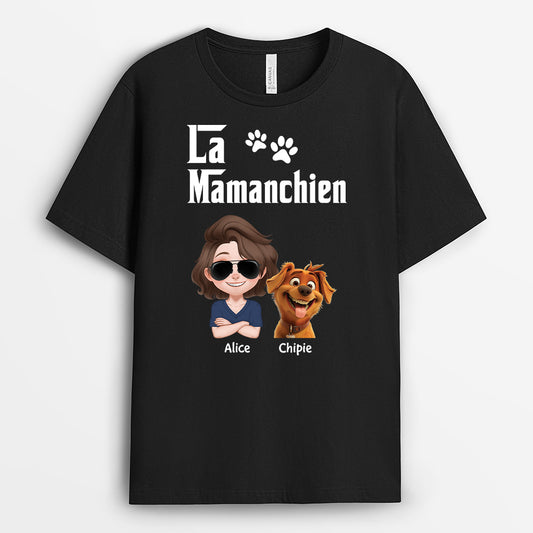 4725AFR2 t shirt personnalise le papa chien design cartoon couleur fonce 4725akm0c