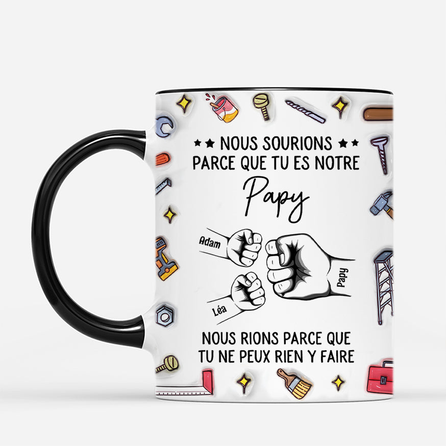 4729MFR2 effet dimpression 3d mug personnalise tu es notre papa poings et outils 4729mkm5b