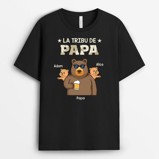 4740AFR1 T shirt Personnalise La Tribu De Papa Ours 4740A3H7B