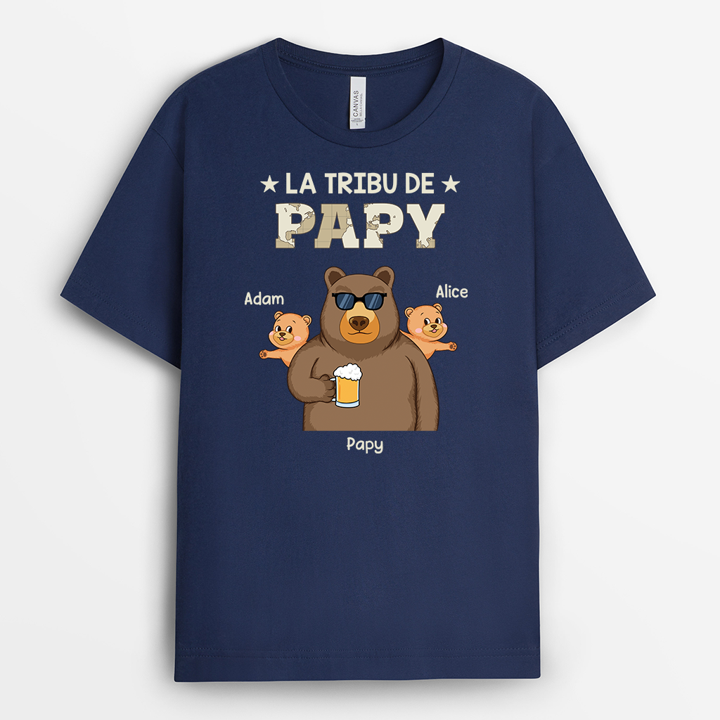 4740AFR2 T shirt Personnalise La Tribu De Papa Ours 4740A3H7B