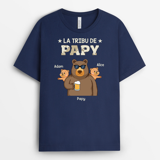 4740AFR2 T shirt Personnalise La Tribu De Papa Ours 4740A3H7B