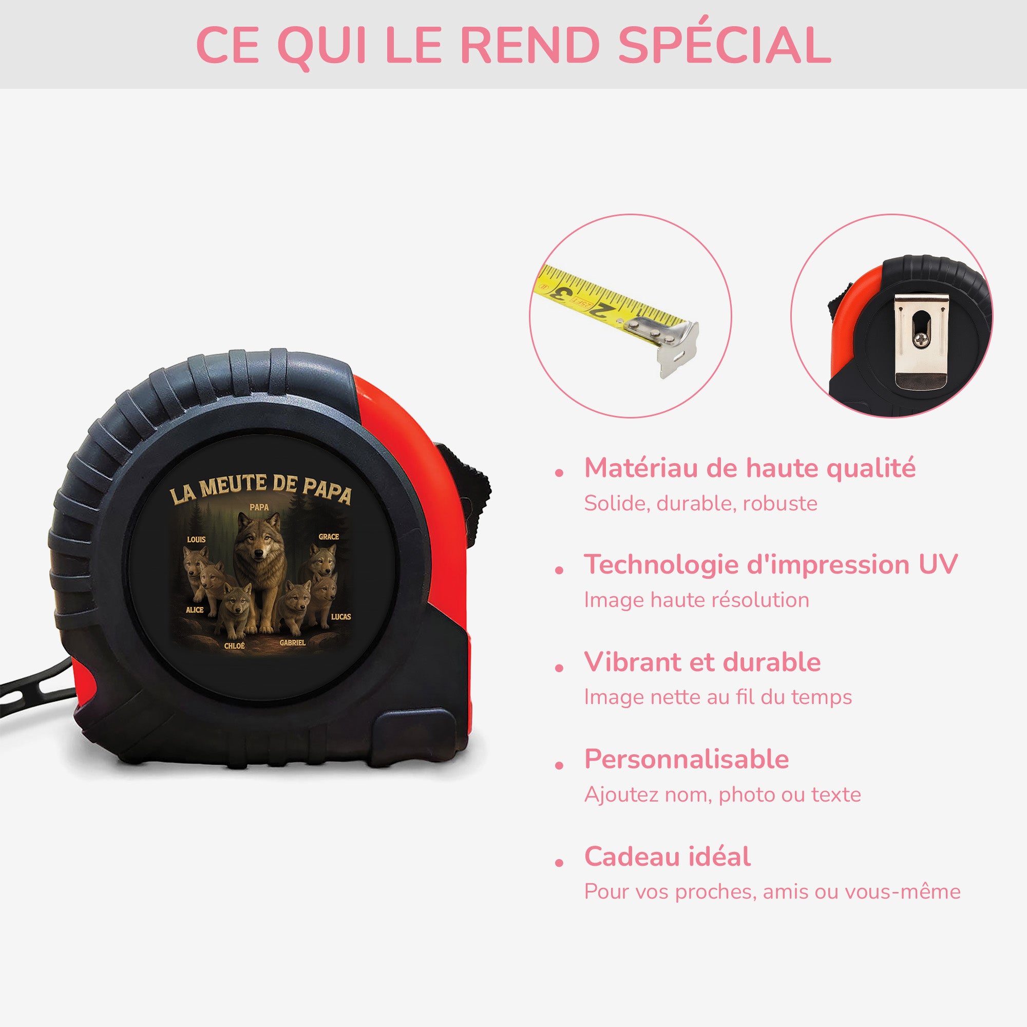 4741OFR4 metre ruban personnalisable la meute de papa 4741otm5b