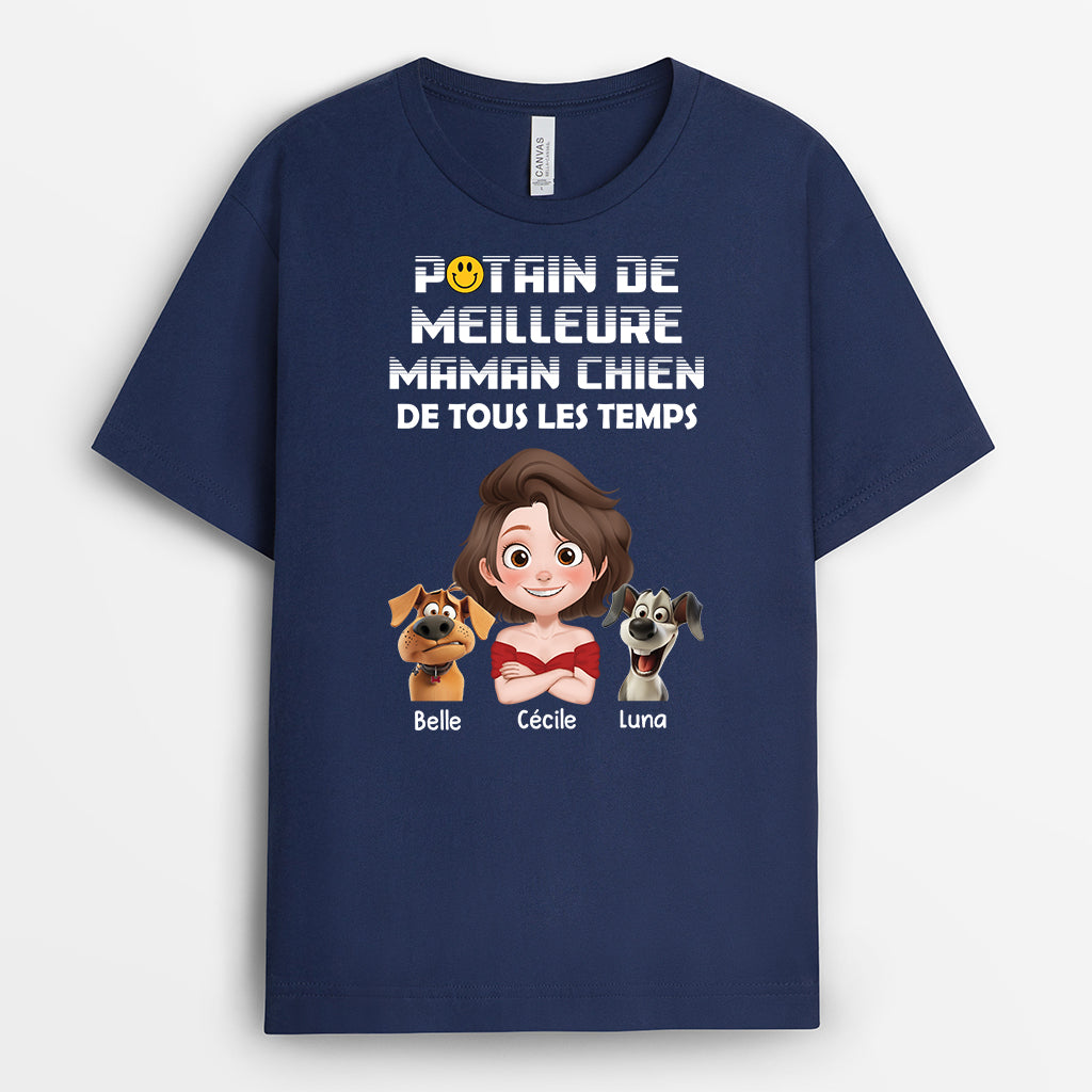 4755AFR2 t shirt personnalise humour meilleur papa chien 4755a8hnc