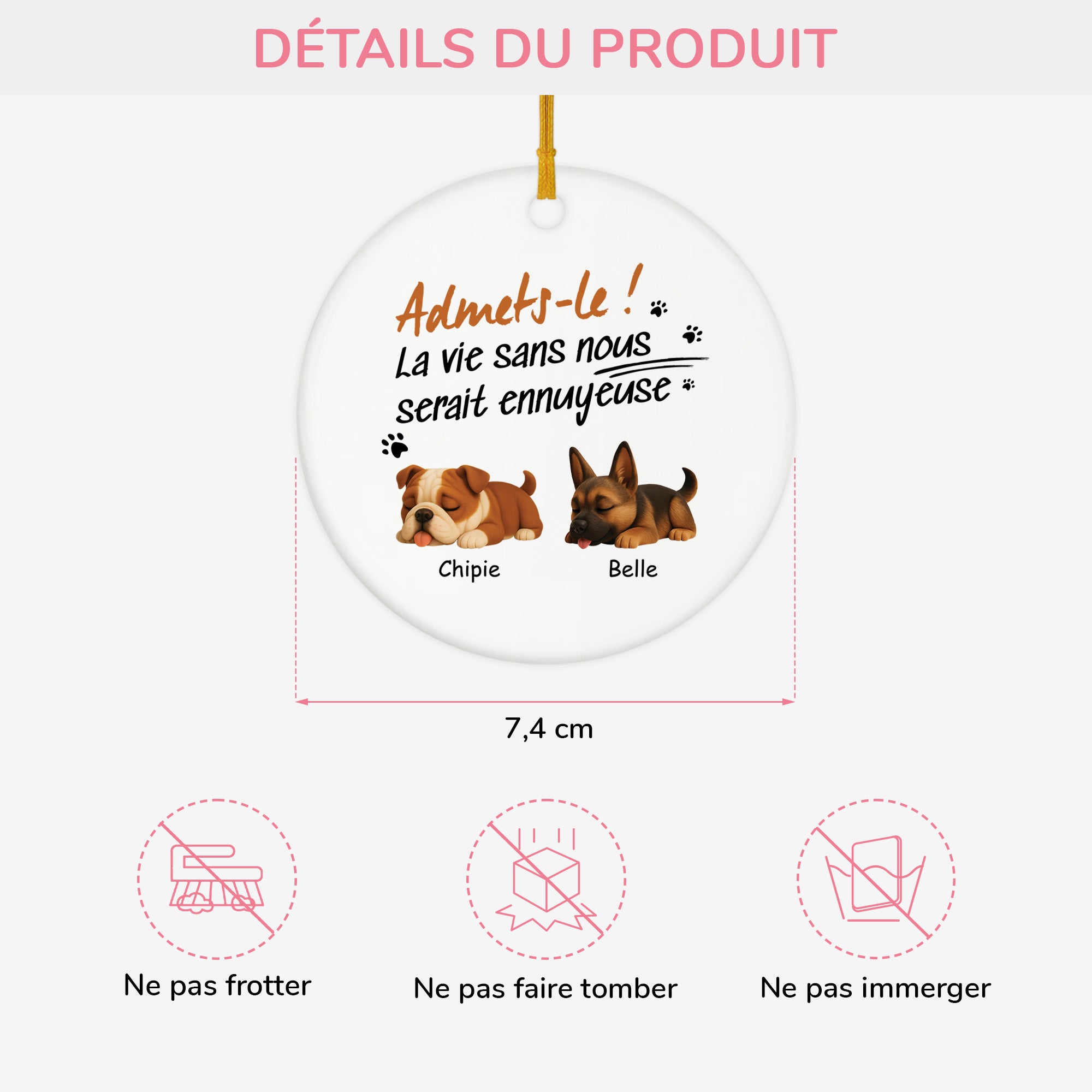 4756OFR3 ornement ceramique personnalise la vie sans chien serait ennuyeuse 4756okm5c