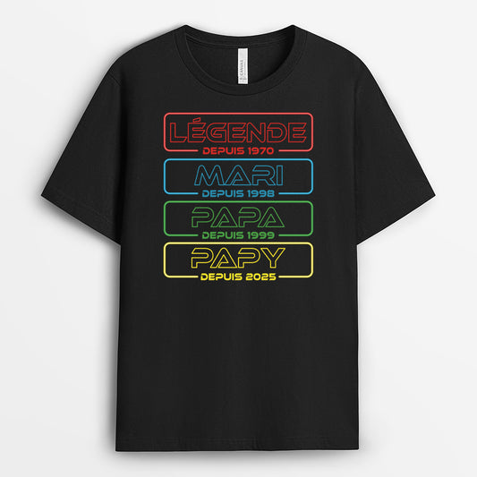 4760AFR1 t shirt personnalise homme legende mari papa papy version led 4760ak8nb