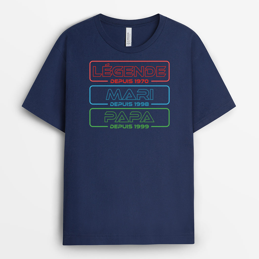4760AFR2 t shirt personnalise homme legende mari papa papy version led 4760ak8nb