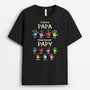 4768AFR1 t shirt personnalise dabord papa maintenant papy empreintes de mains colorees 4768atktb