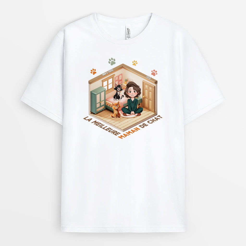4775AFR1 t shirt pour amoureux des chats meilleure maman chat design chambre 4775a5m0d