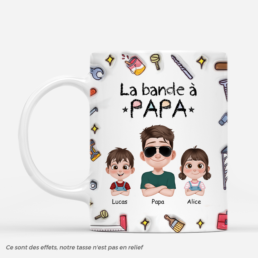 4785MFR1 effet dimpression 3d mug personnalise la bande a papa avec outils design cartoon 4785mkt0b