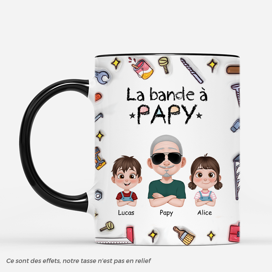 4785MFR2 effet dimpression 3d mug personnalise la bande a papa avec outils design cartoon 4785mkt0b