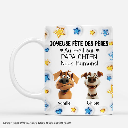 4797MFR1 effet dimpression 3d mug personnalise chien au meilleur papa du monde avec etoiles 4797m8t5c