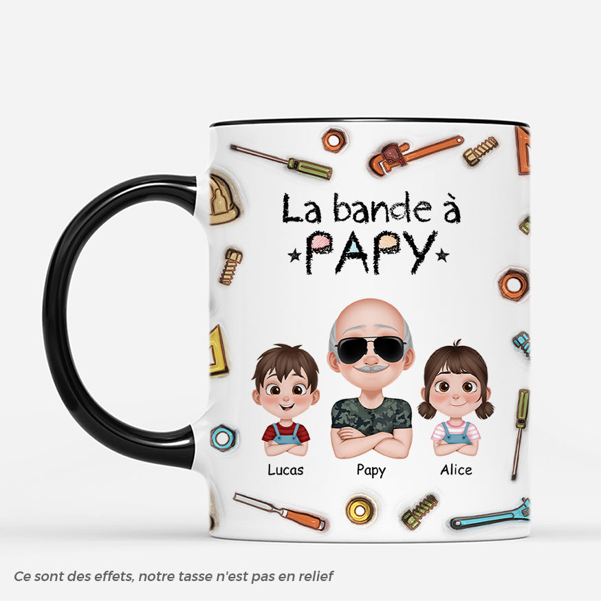 4798MFR2 effet dimpression 3d mug personnalise papa la bande a papa cool design cartoon 4798mkt0b