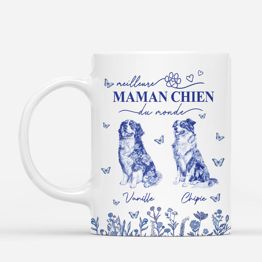 4803MFR1 mug personnalise meilleure maman chien style bleu toile 4803m5ktc