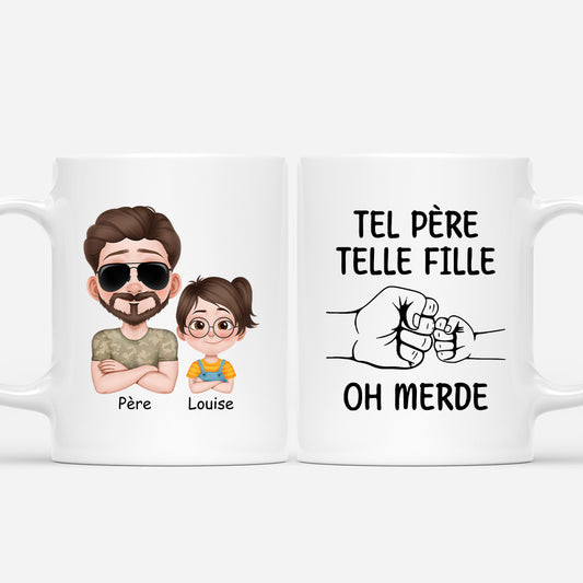 4805MFR1 mug personnalise telle pere telle fille papa soldat avec poings 4805m8t0b