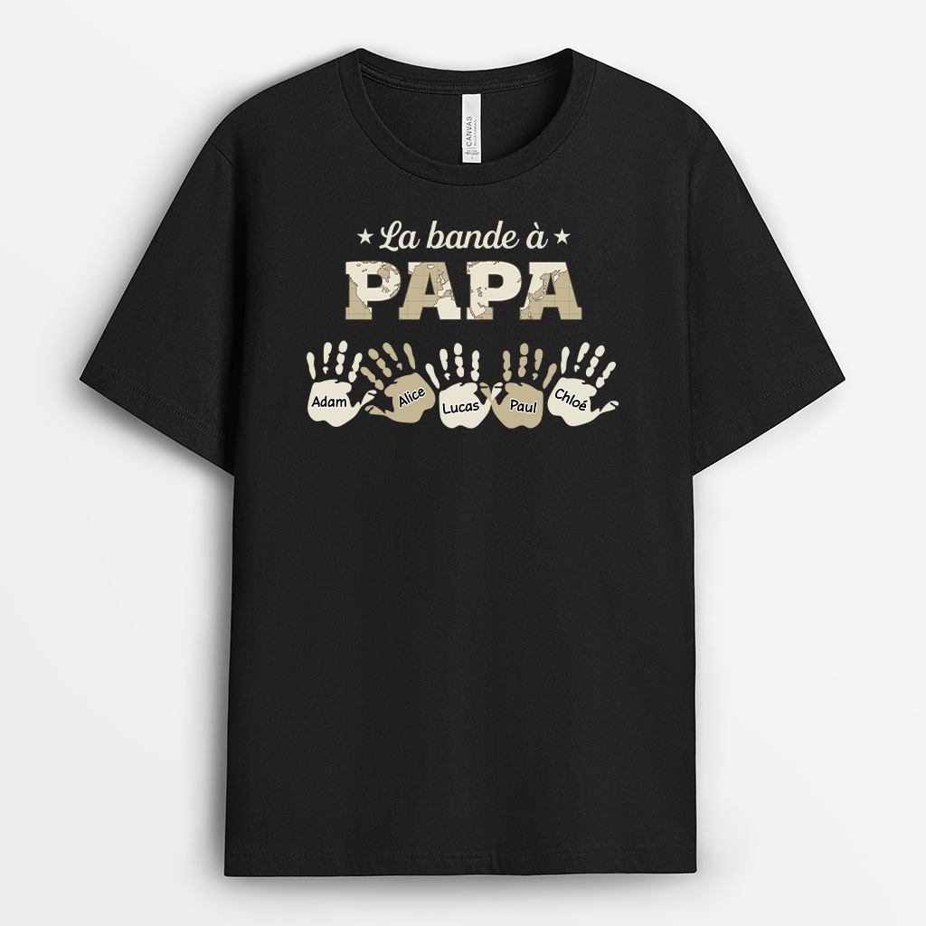 4807AFR1 T shirt Personnalise La Bande a Papa Empreintes De Mains Colorees
