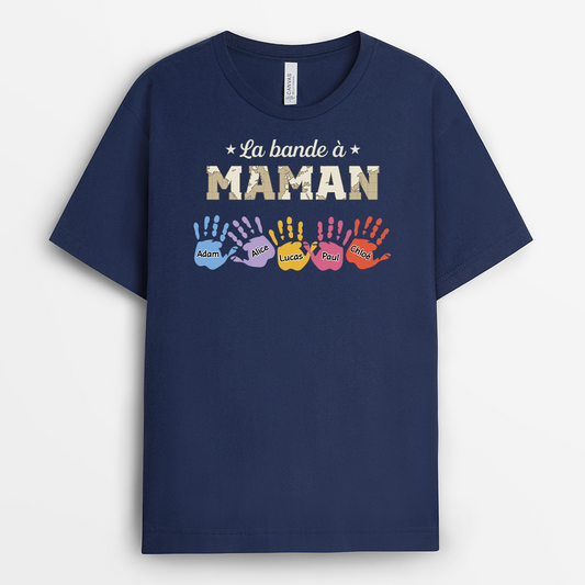 4807AFR2 T shirt Personnalise La Bande a Papa Empreintes De Mains Colorees