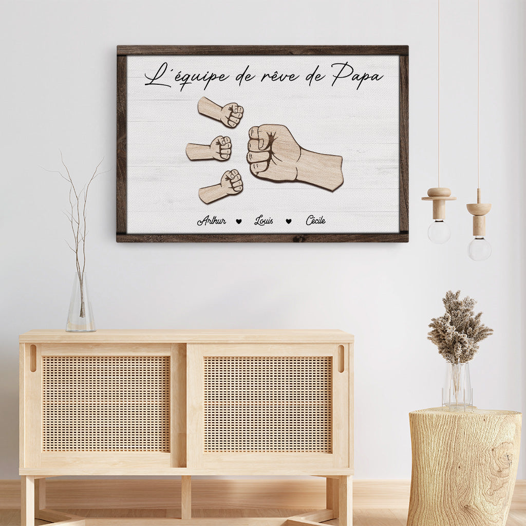 4815CFR3 toile personnalisee papa l_equipe de reve de papa poings 4815c6q5b_6b5d7912 8746 48bf b659 6d5752f4ffd4
