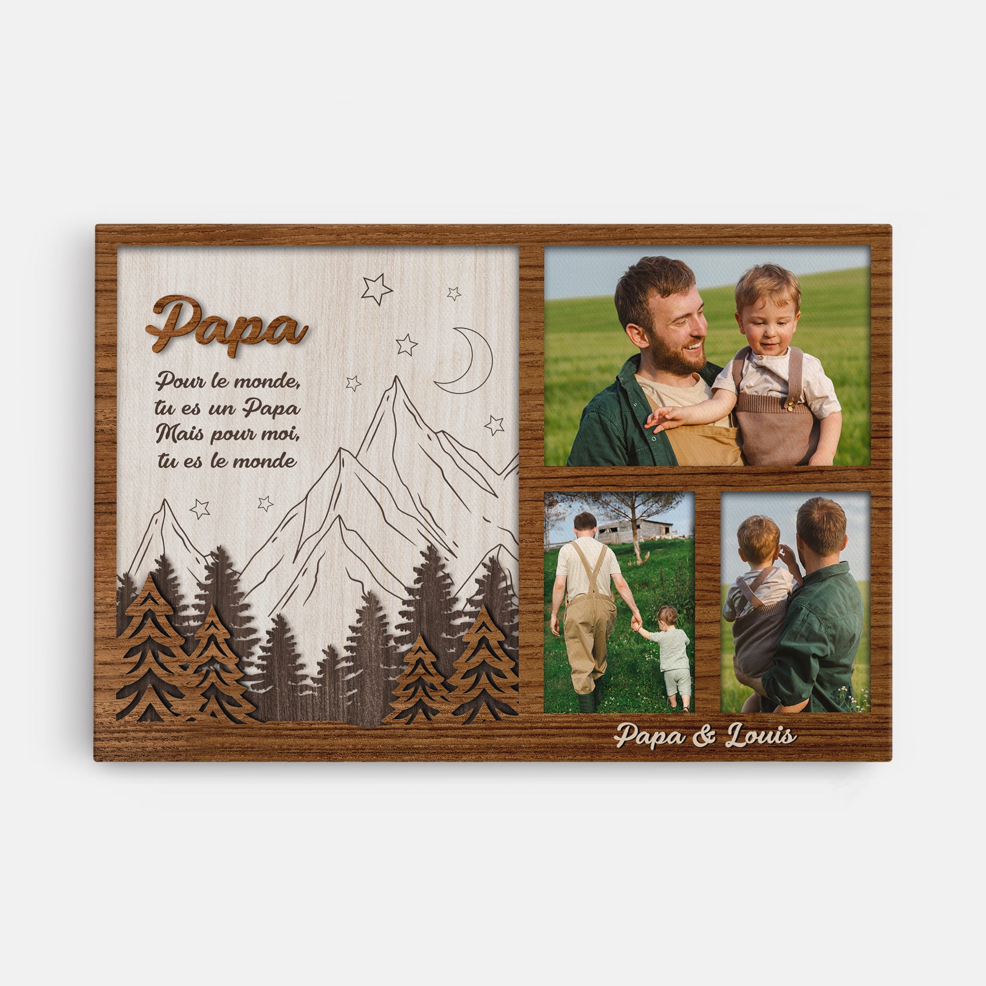 4818CFR1 toile personnalise papa tu es le monde version foret avec photo 4818c5itb